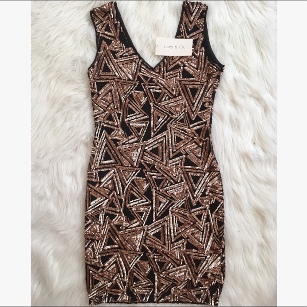 Nordstrom Lucy & Co Paris Black/Gold Bodycon Dress